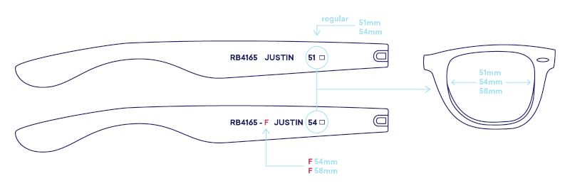 Ray ban justin sales size chart